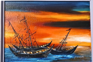 Acrylic Painting of Boat.